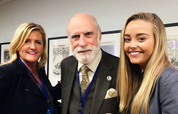 Jeff Bezos, Vint Cerf, Debi Gasper at The Washington Post