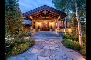 Entrance at dusk - 309 Madison Ave, Ketchum ID