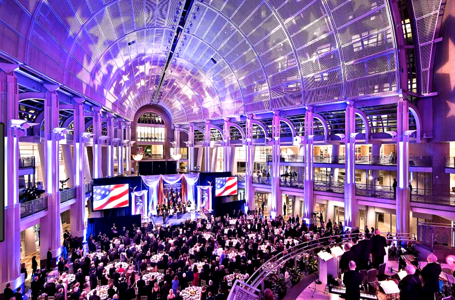 Bird's eye view of the Wine Down Wednesdays Happy Hour at the Ronald Reagan International Trade Center